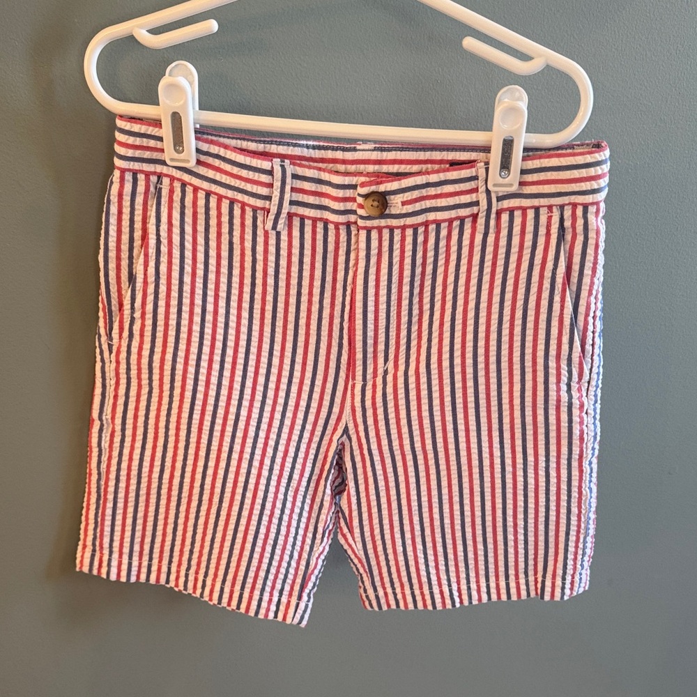 Vineyard Vines boys Red & Navy Striped Seersucker Shorts